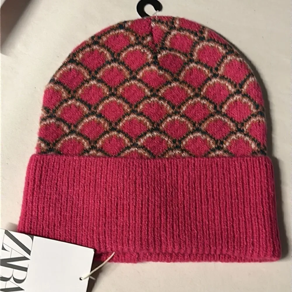 ZARA Kids | Dark Fuchsia | RETRO KNIT HAT